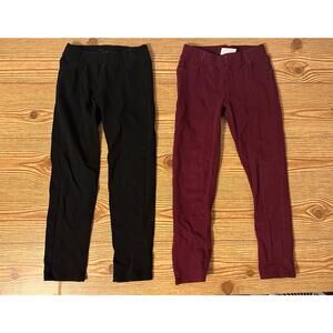 Girls’ Jeggings with Back Pockets – Black & Burgundy (Bundle of 2)